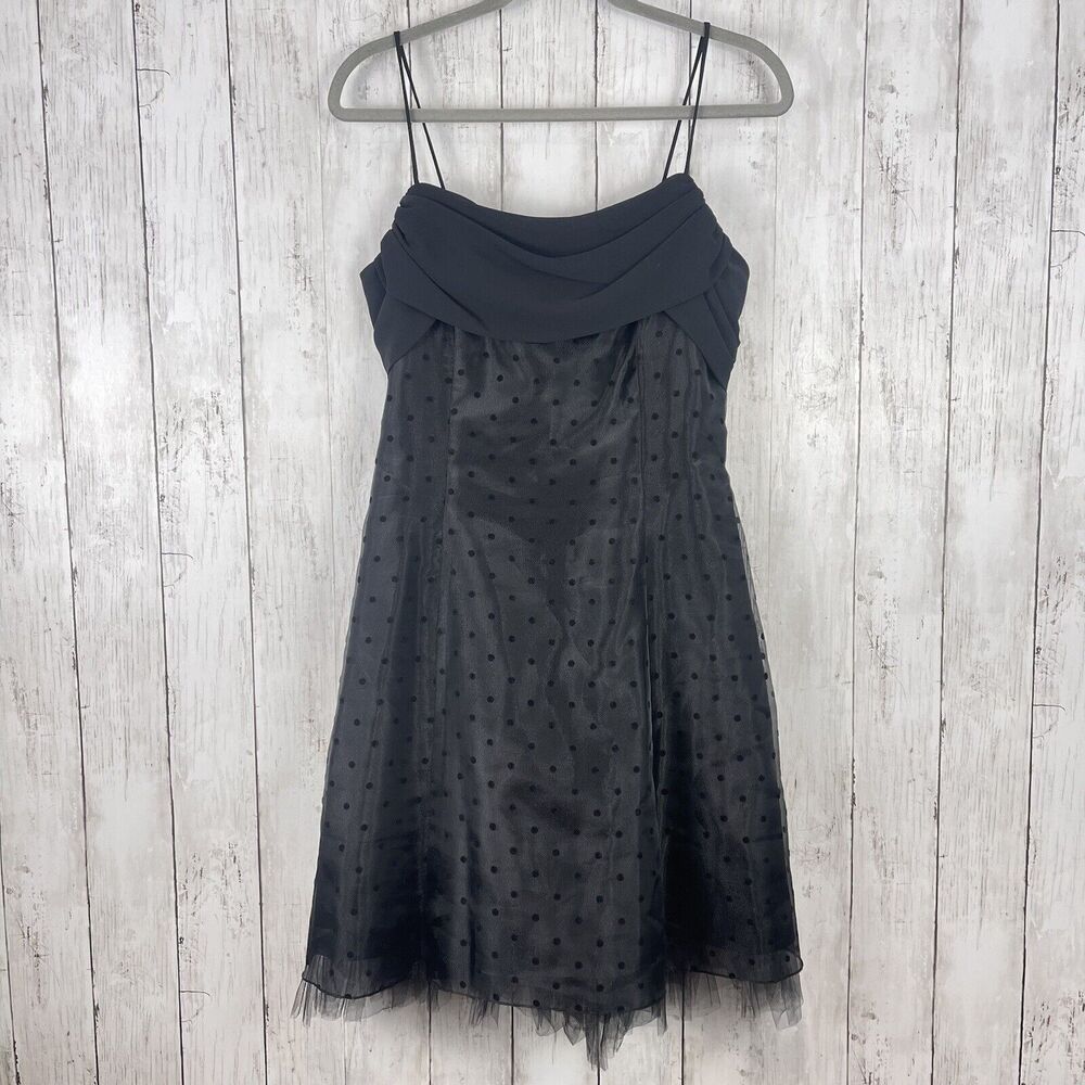 Betsy & Adam Dress Women 8 Black Polka Dot Cocktail Party LBD Witchy Grunge Goth